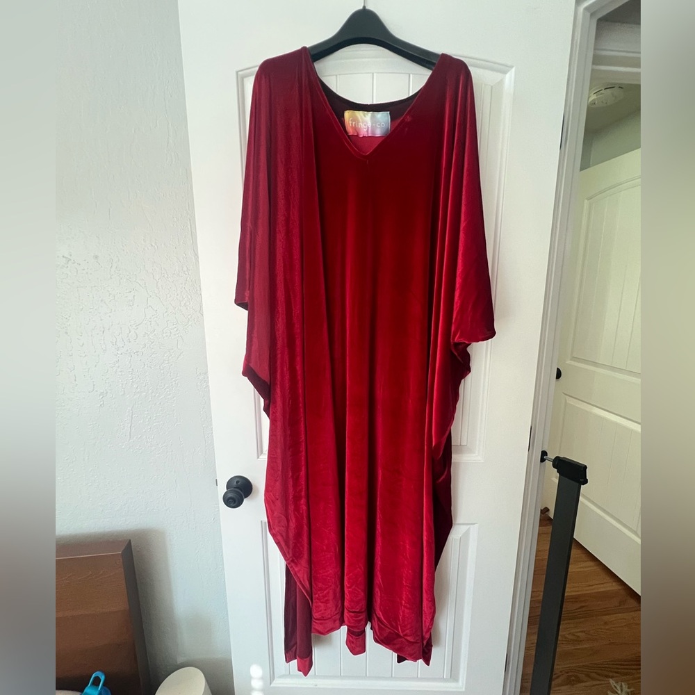 Fringe + Co. Red Velvet Caftan, long